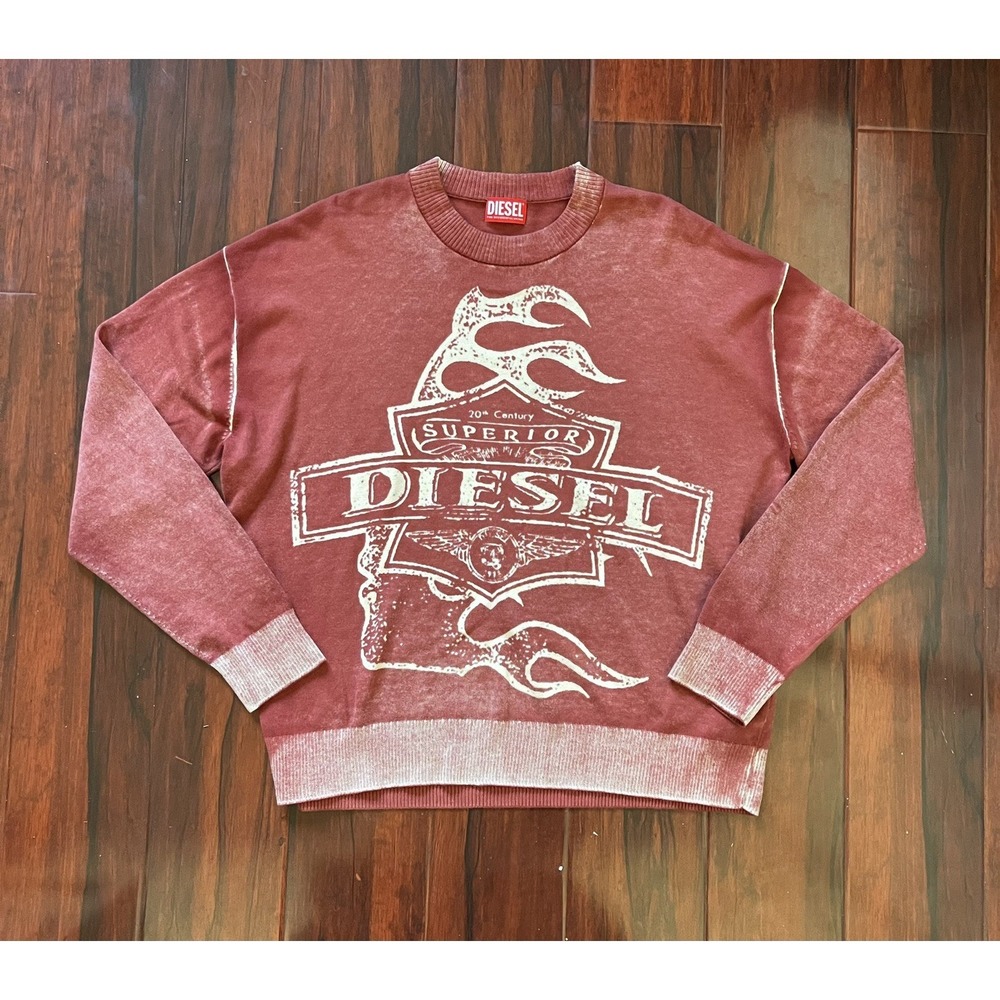Diesel K-BELEZ Knitted Sweatshirt Flame Graphic Size M Preowned MSRP $350